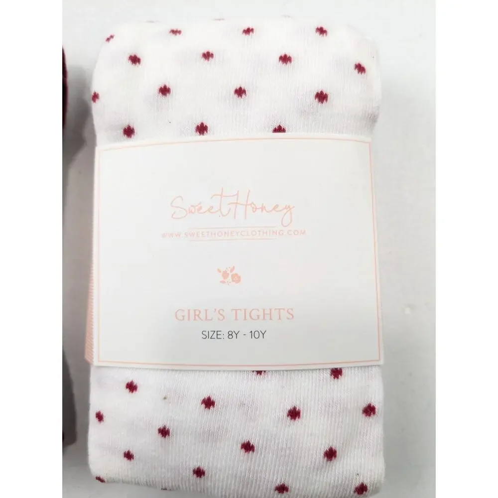Sweethoney Girls 8-10 Red/White Tights Bundle